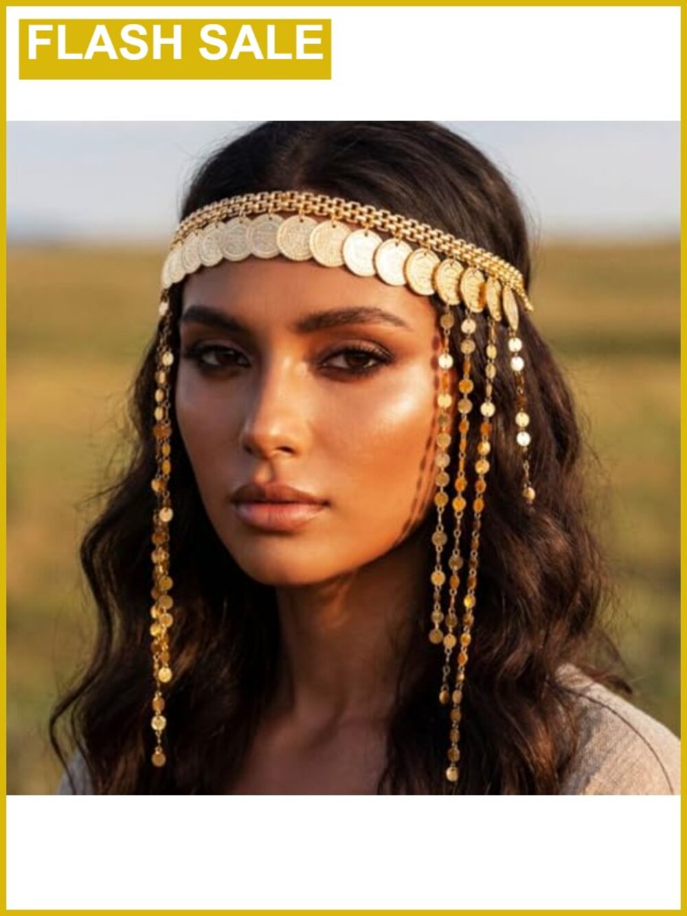 Egyptian Coin Head Chain Sequin Headpiece Hair Jewelry Costume Accessory